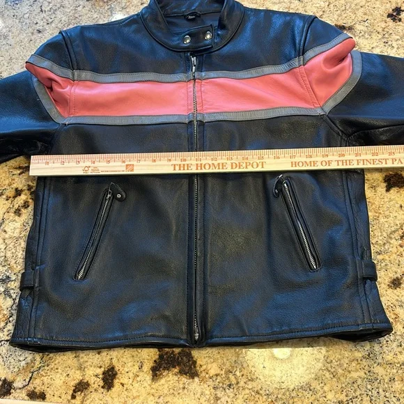 Vintage Hot Leathers Pink and Black Moto Jacket
